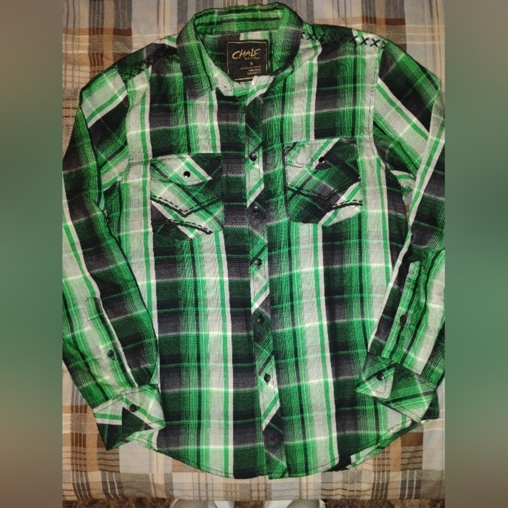 COPY - Chalc Green Plaid Shirt